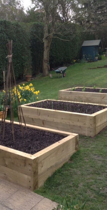 Railway sleeper raised beds