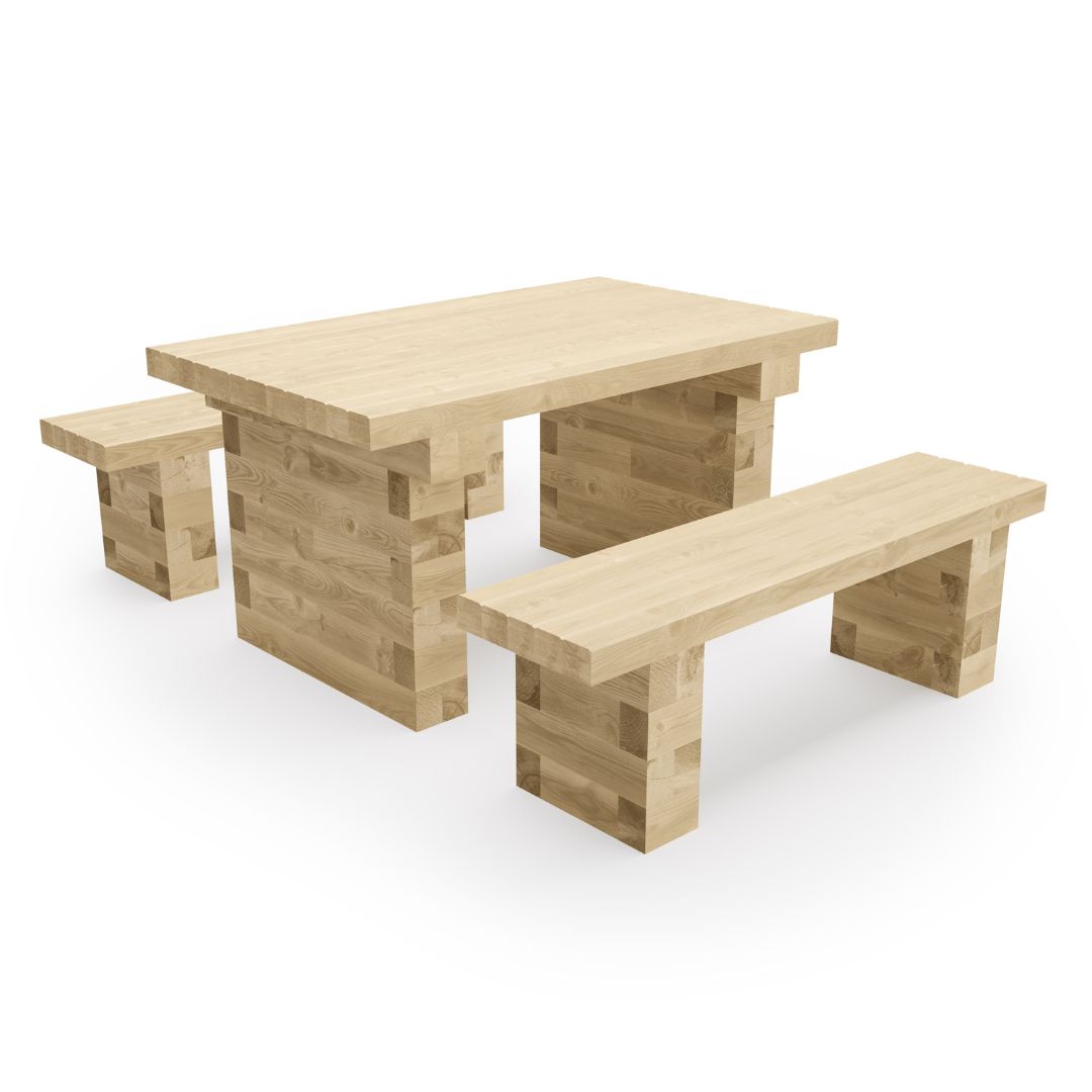 Picnic bench and table